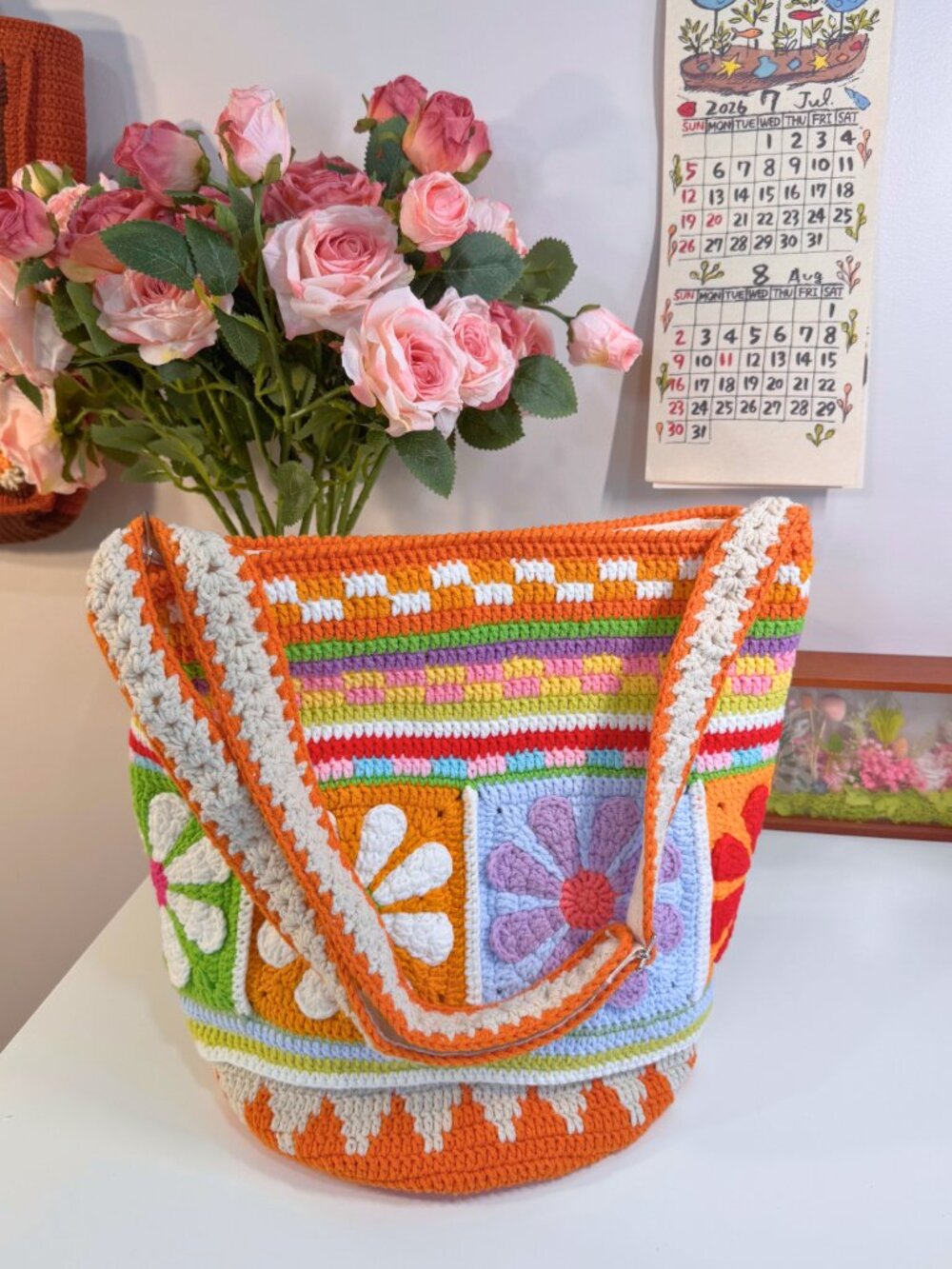 Handcrocheted Clementine Daisy Bag - Picture 3 of 5